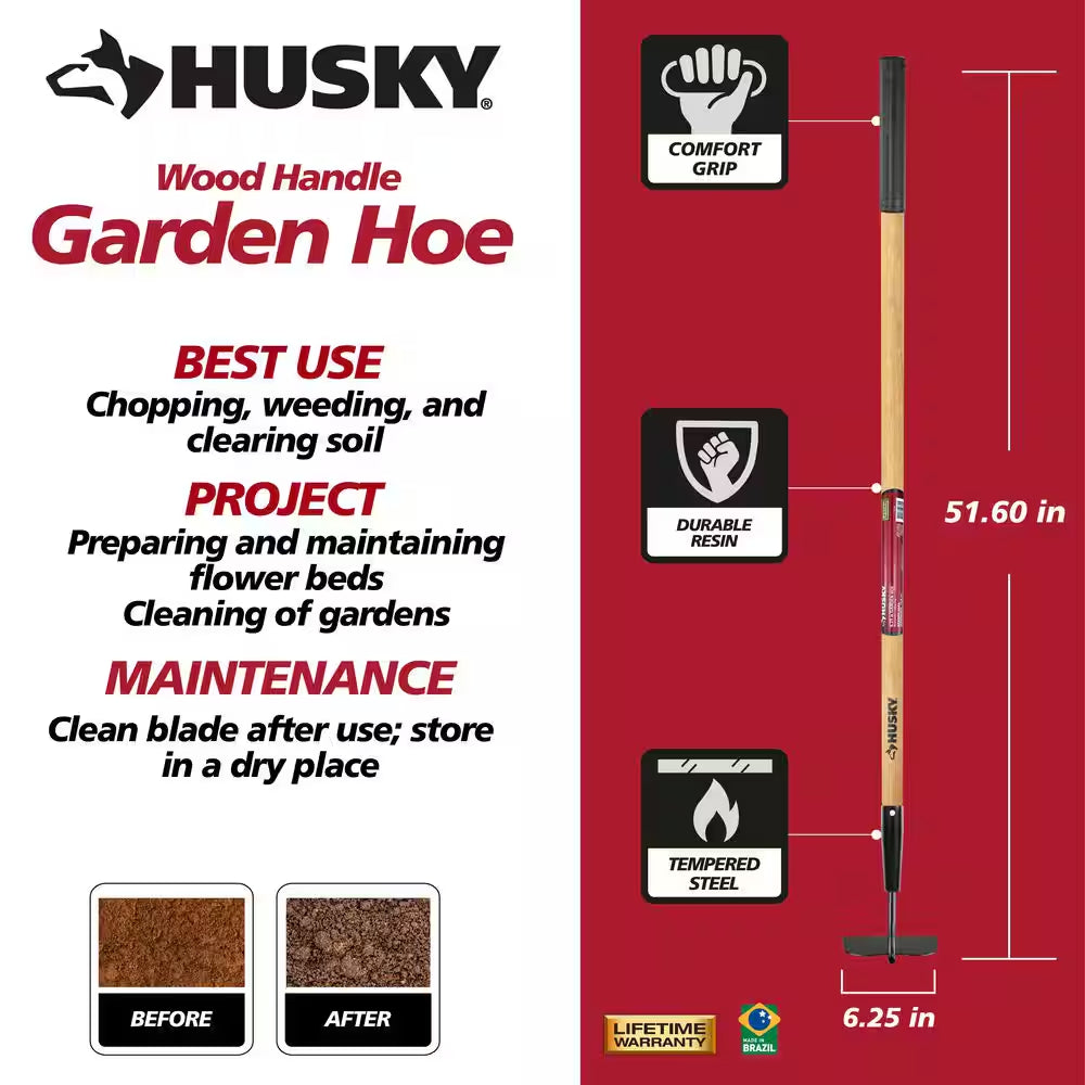51 In. L Wood Handle Garden Hoe